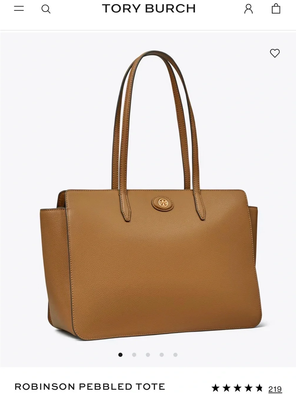 Tory Burch Robinson Pebbled Tote in Tiger’s Eye